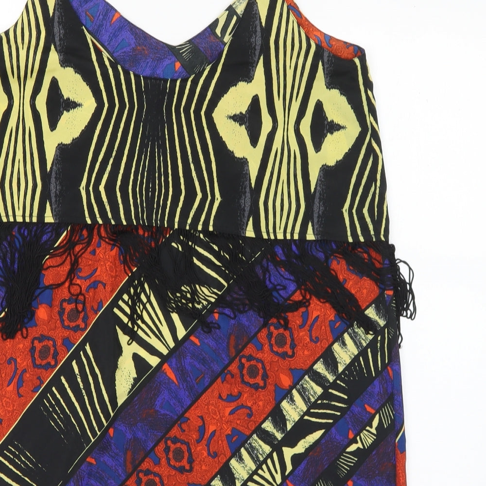 River Island Womens Multicoloured Geometric Polyester Camisole Blouse Size M V-Neck