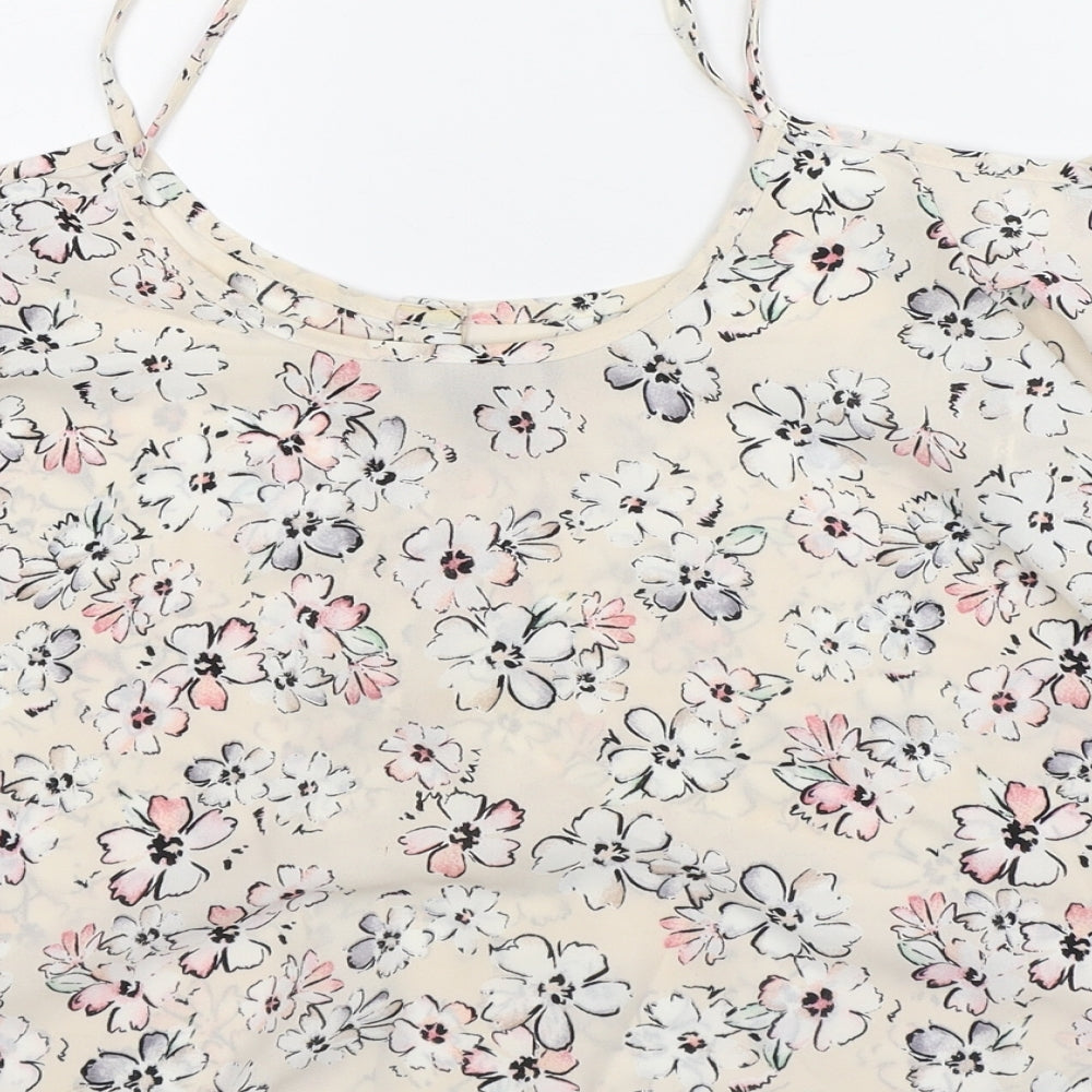 Atmosphere Womens Beige Floral Polyester Basic Blouse Size 12 Round Neck