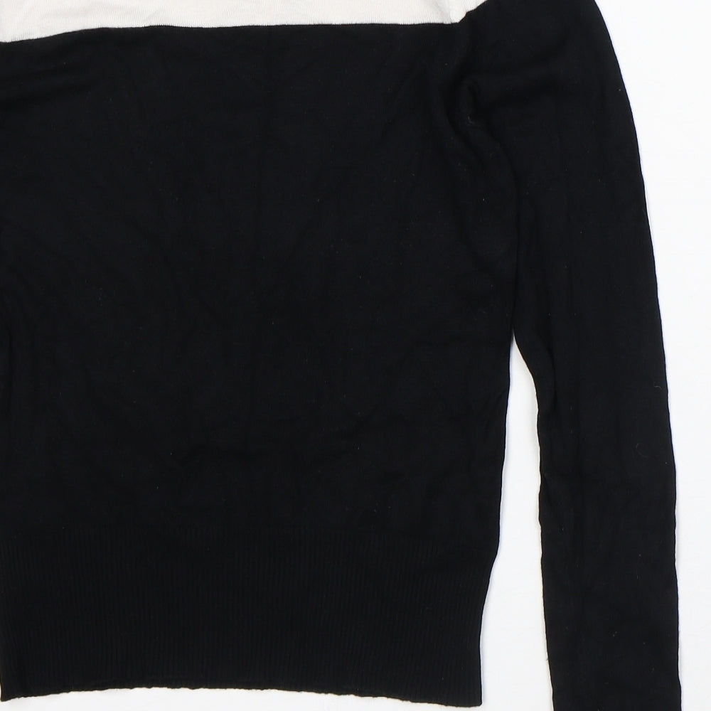 New Look Womens Black Striped Viscose Pullover Sweatshirt Size 10