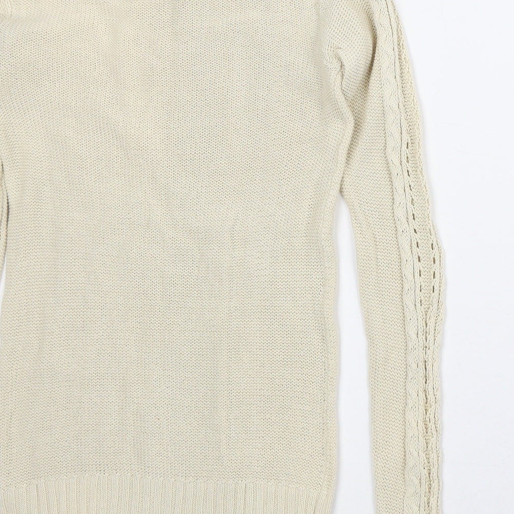 Astradivarius Womens Beige Crew Neck Polyester Pullover Jumper Size S