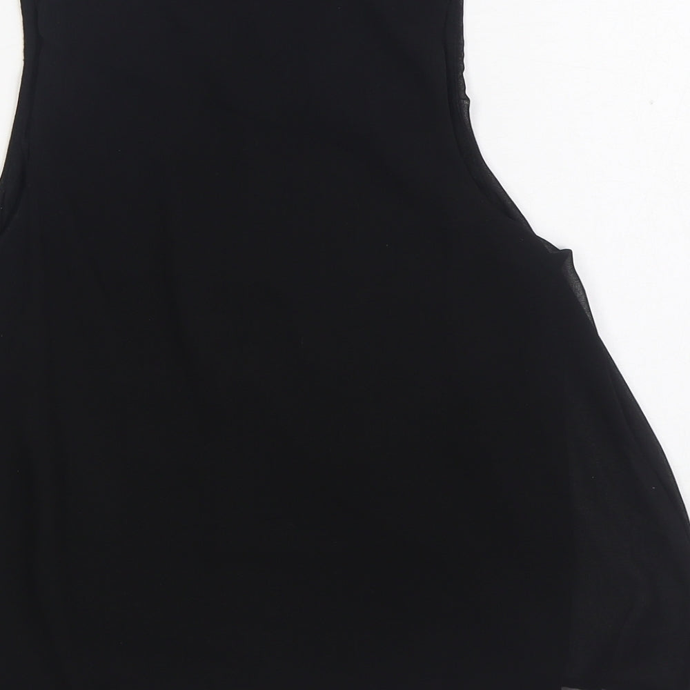 New Look Womens Black Polyester Basic Blouse Size 8 Boat Neck