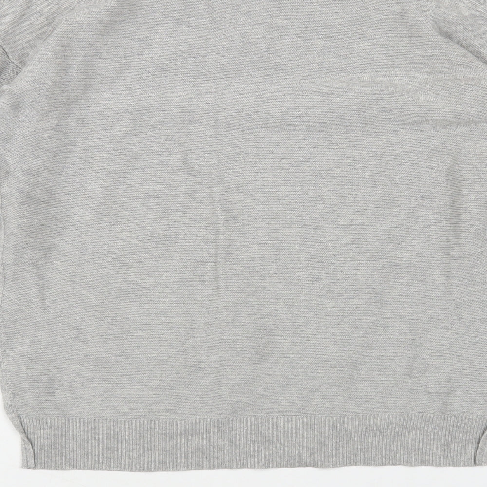 Marks & Spencer Womens Grey V-Neck Cotton Pullover Jumper Size 8