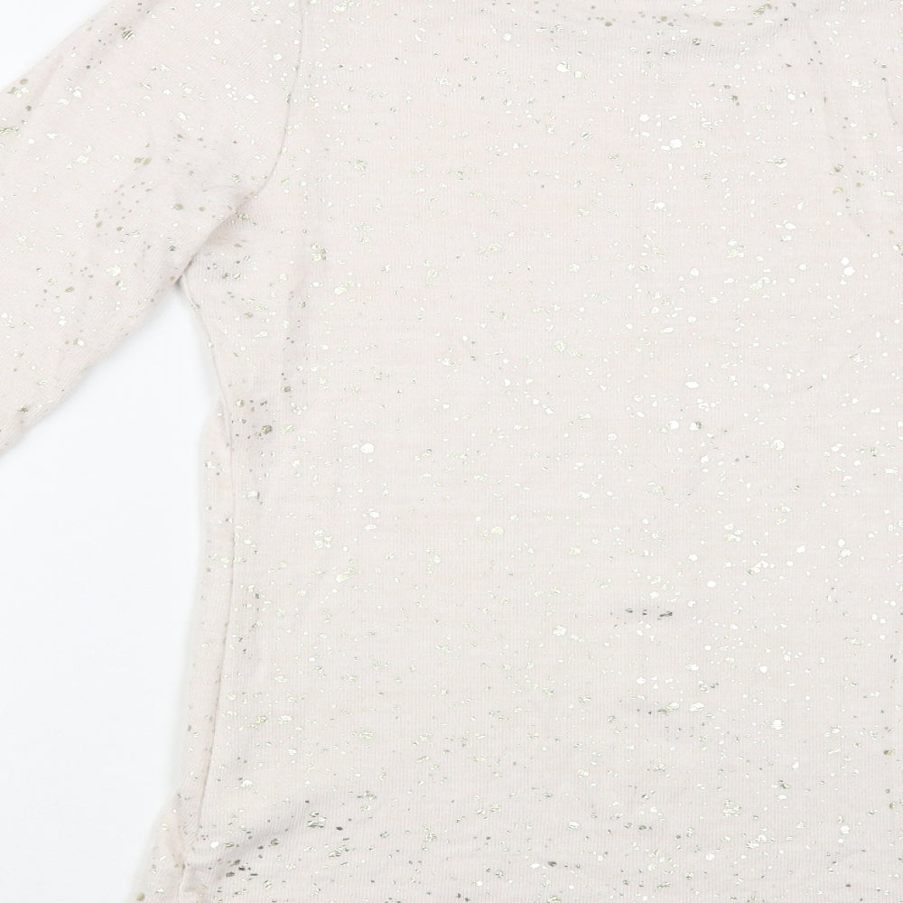 NEXT Womens Beige Boat Neck Geometric Viscose Pullover Jumper Size 8 - Golden Specs