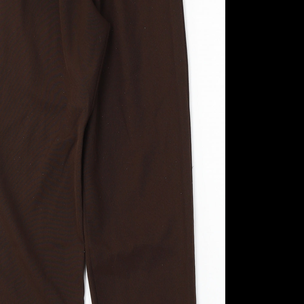 Preworn Womens Brown Polyester Trousers Size 14 L28 in Regular