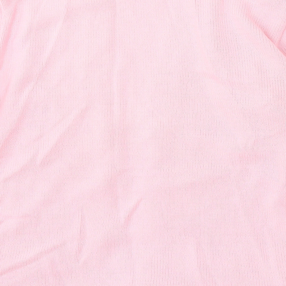 Florida Womens Pink V-Neck Acrylic Cardigan Jumper Size S