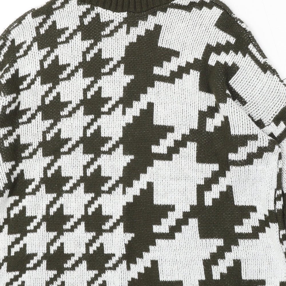 Preworn Womens Multicoloured Roll Neck Geometric Acrylic Pullover Jumper Size M
