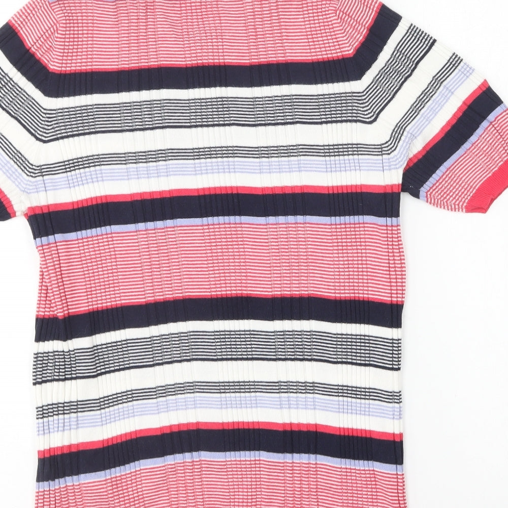 Marks & Spencer Womens Multicoloured Round Neck Striped Viscose Pullover Jumper Size 14