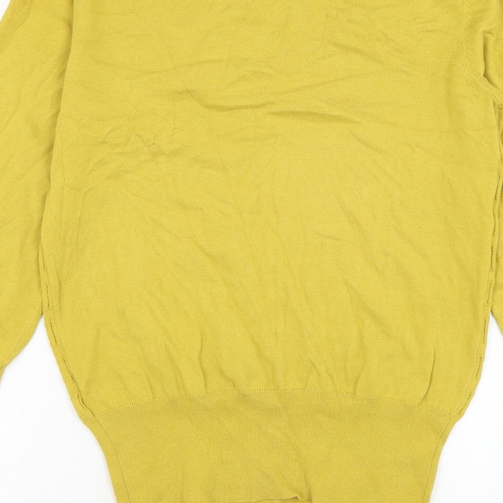 Oasis Womens Yellow Round Neck Cotton Pullover Jumper Size XS