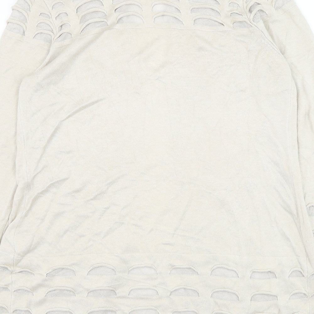 Marks & Spencer Womens Beige Square Neck Viscose Cardigan Jumper Size 10