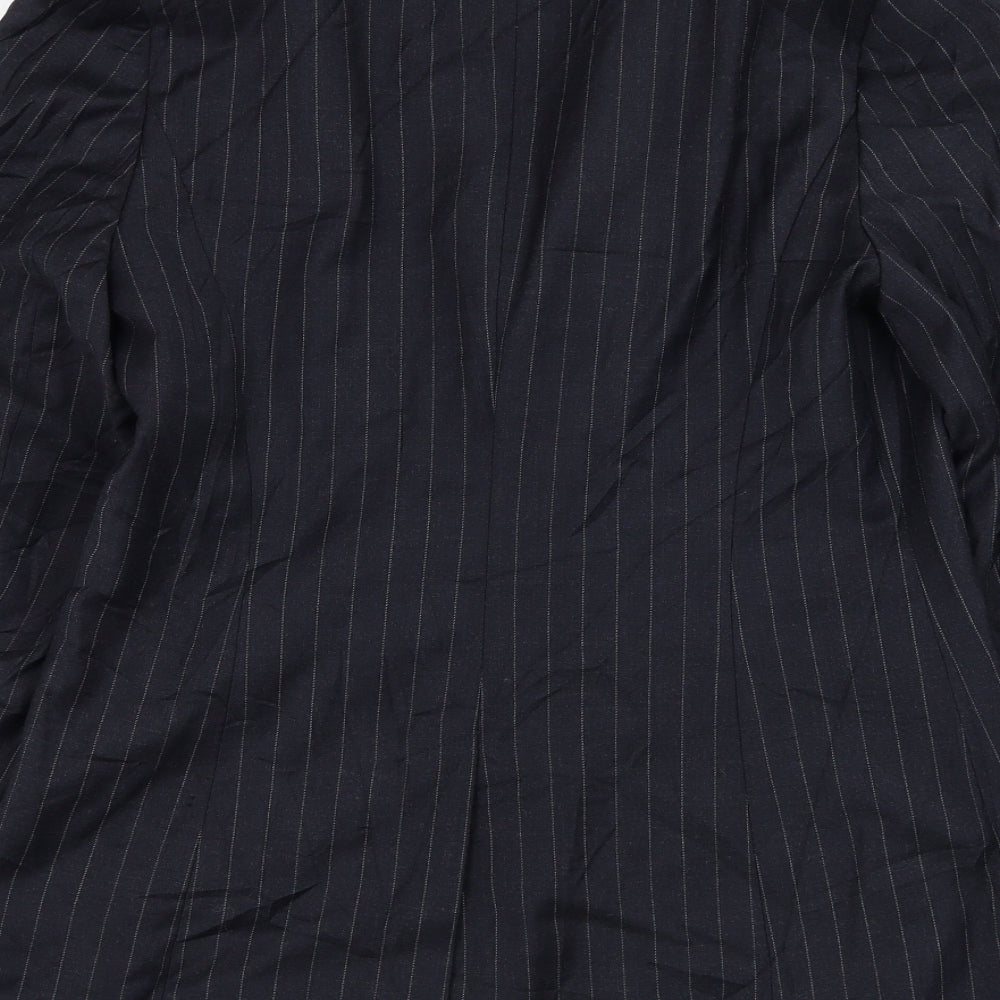 Marks & Spencer Womens Blue Striped Jacket Blazer Size 12 Button