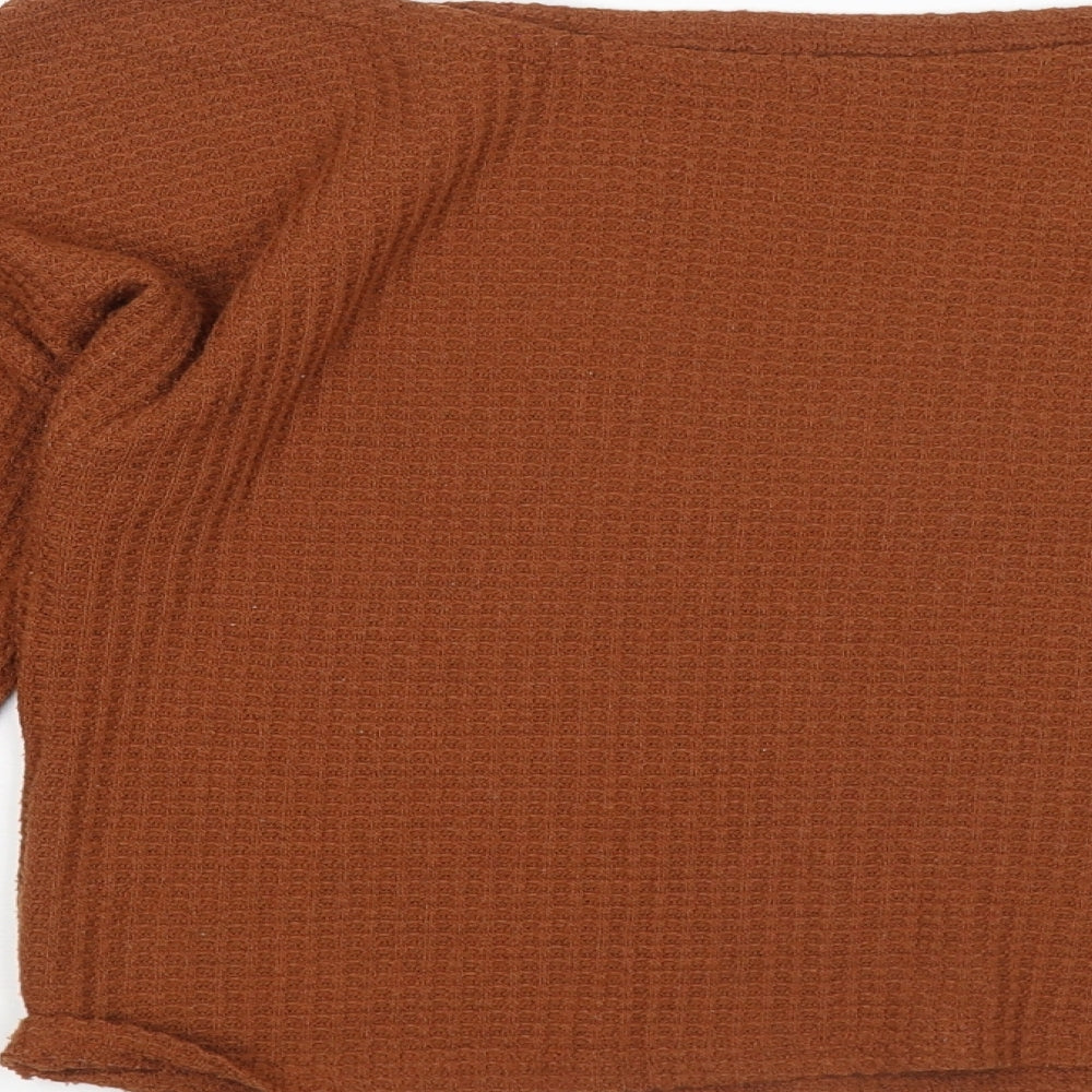 Preworn Womens Brown Round Neck Polyester Pullover Jumper Size M
