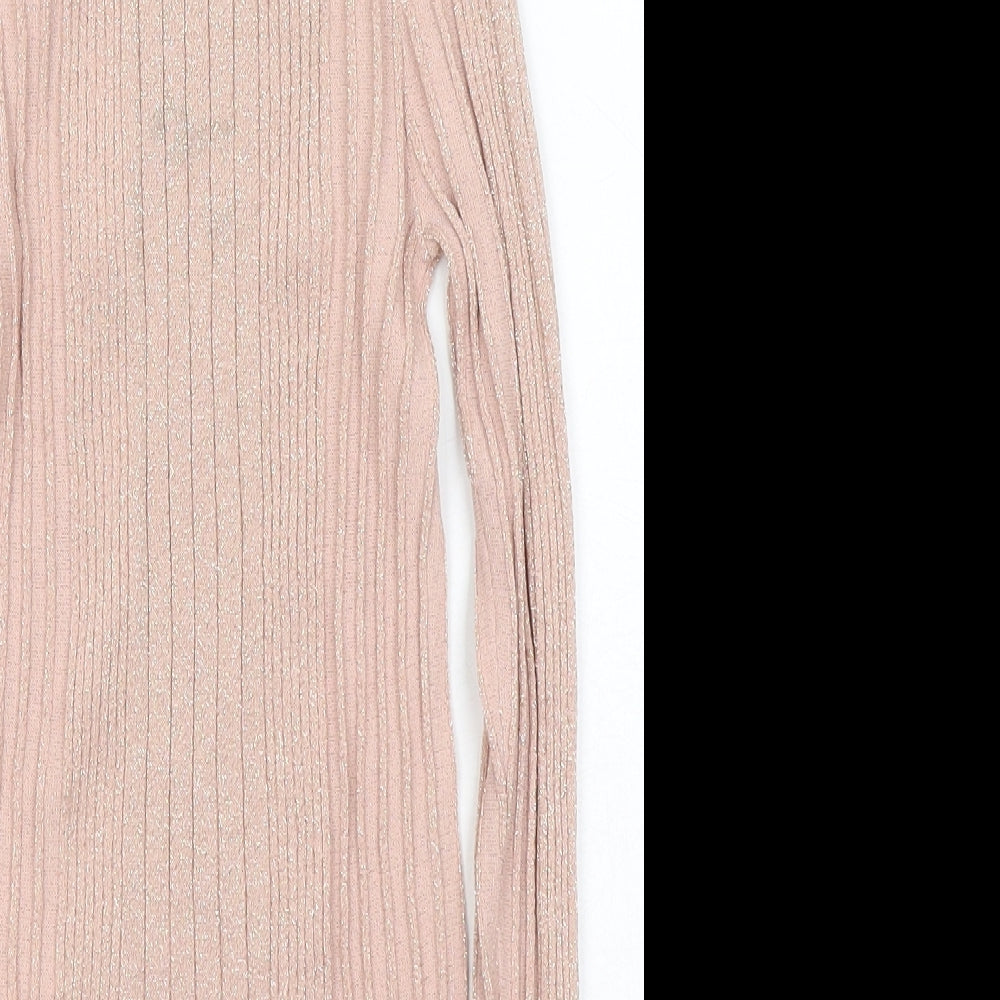 New Look Womens Pink Mock Neck Viscose Pullover Jumper Size 8
