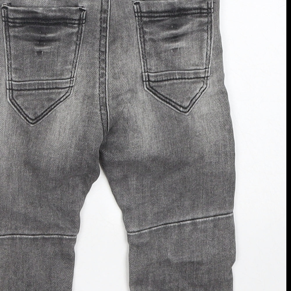 Next Boys Grey Cotton Cargo Jeans Size 6-9 Months
