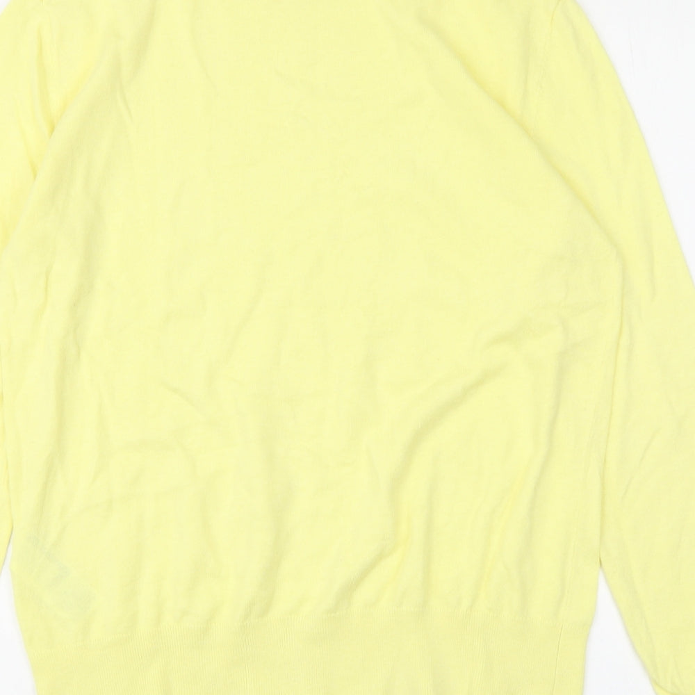 Warehouse Womens Yellow Round Neck Cotton Pullover Jumper Size 6