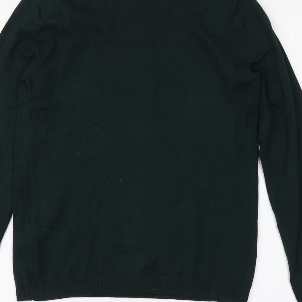 Warehouse Womens Green Round Neck Cotton Pullover Jumper Size 6