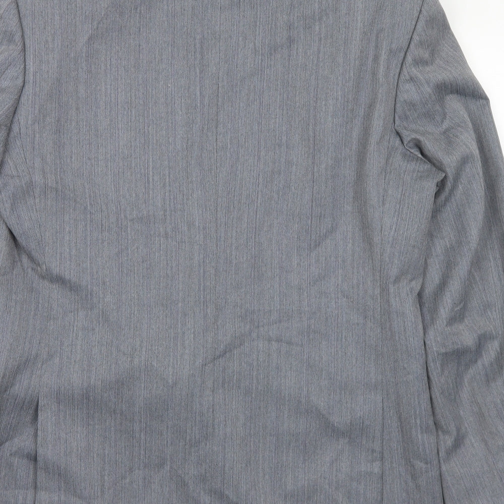 Pinstripe Mens Grey Polyester Jacket Suit Jacket Size 42