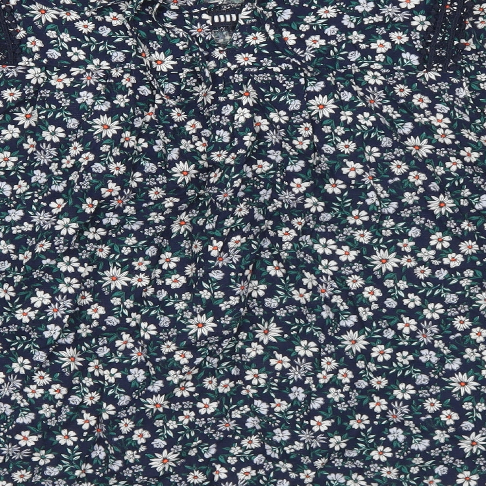 Marks & Spencer Womens Multicoloured Floral Viscose Basic Blouse Size 10 Round Neck