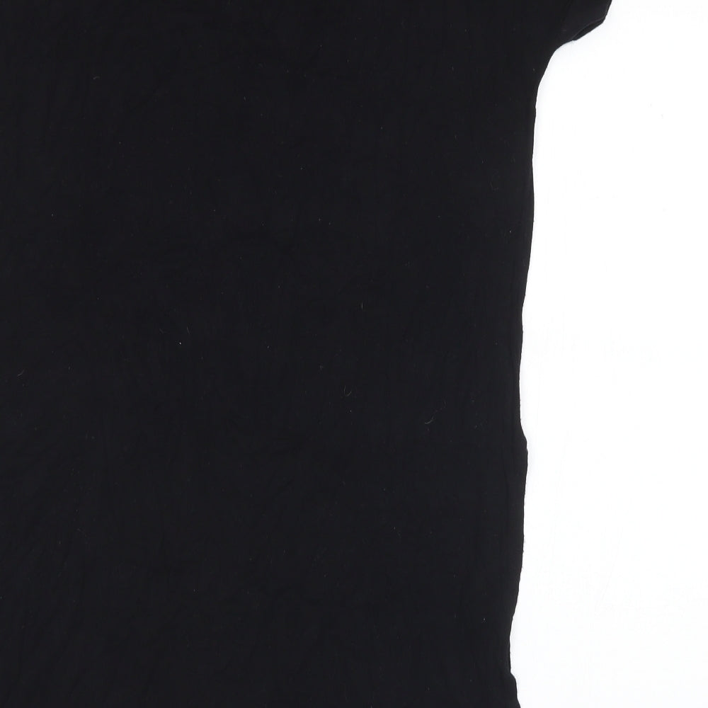 New Look Womens Black Viscose Basic T-Shirt Size 8 Round Neck