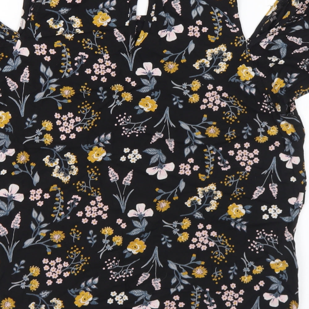 New Look Womens Multicoloured Floral Viscose Basic Blouse Size 12 Round Neck