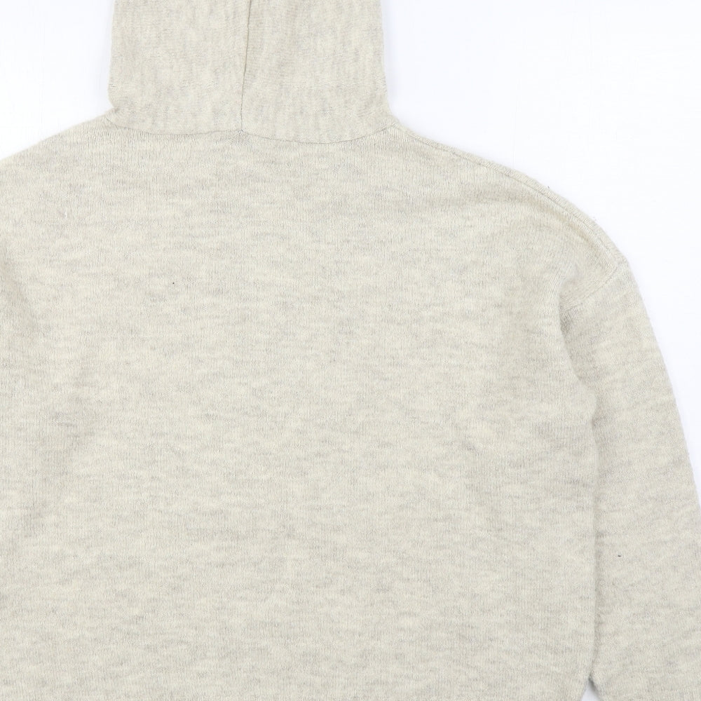 New Look Womens Beige Acrylic Pullover Hoodie Size L Pullover