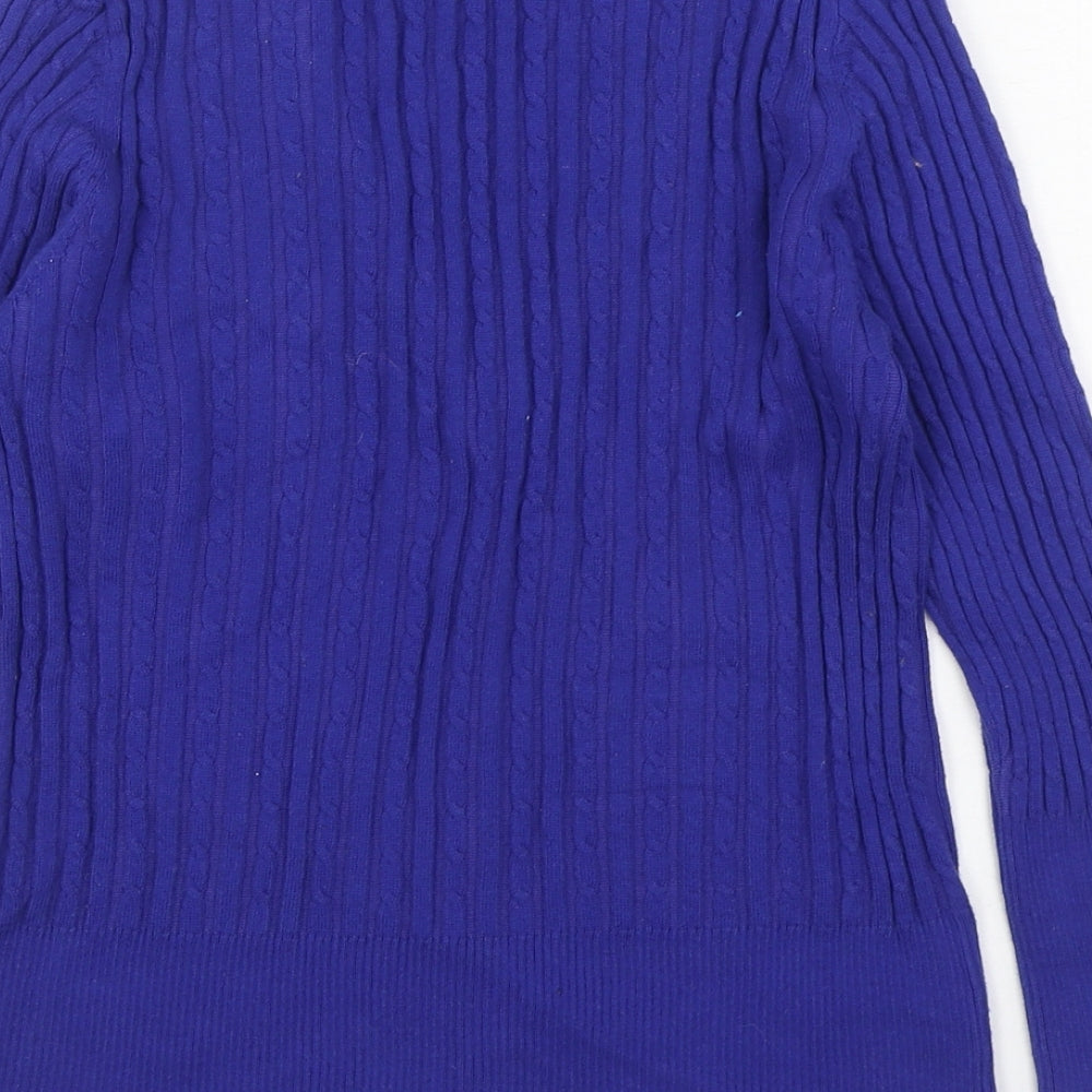 CC Womens Blue V-Neck Cotton Cardigan Jumper Size S
