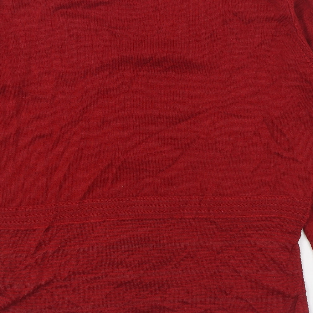 Per Una Womens Red Scoop Neck Viscose Pullover Jumper Size 8