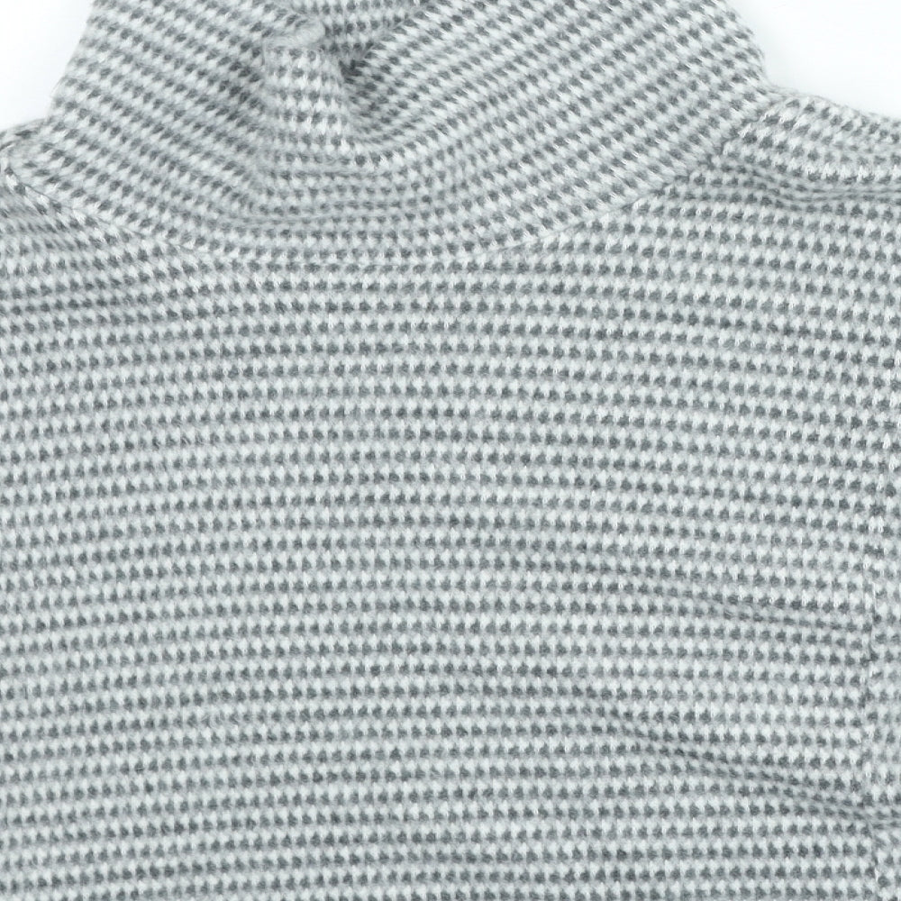 Preworn Womens Grey High Neck Geometric Acrylic Shrug Jumper One Size