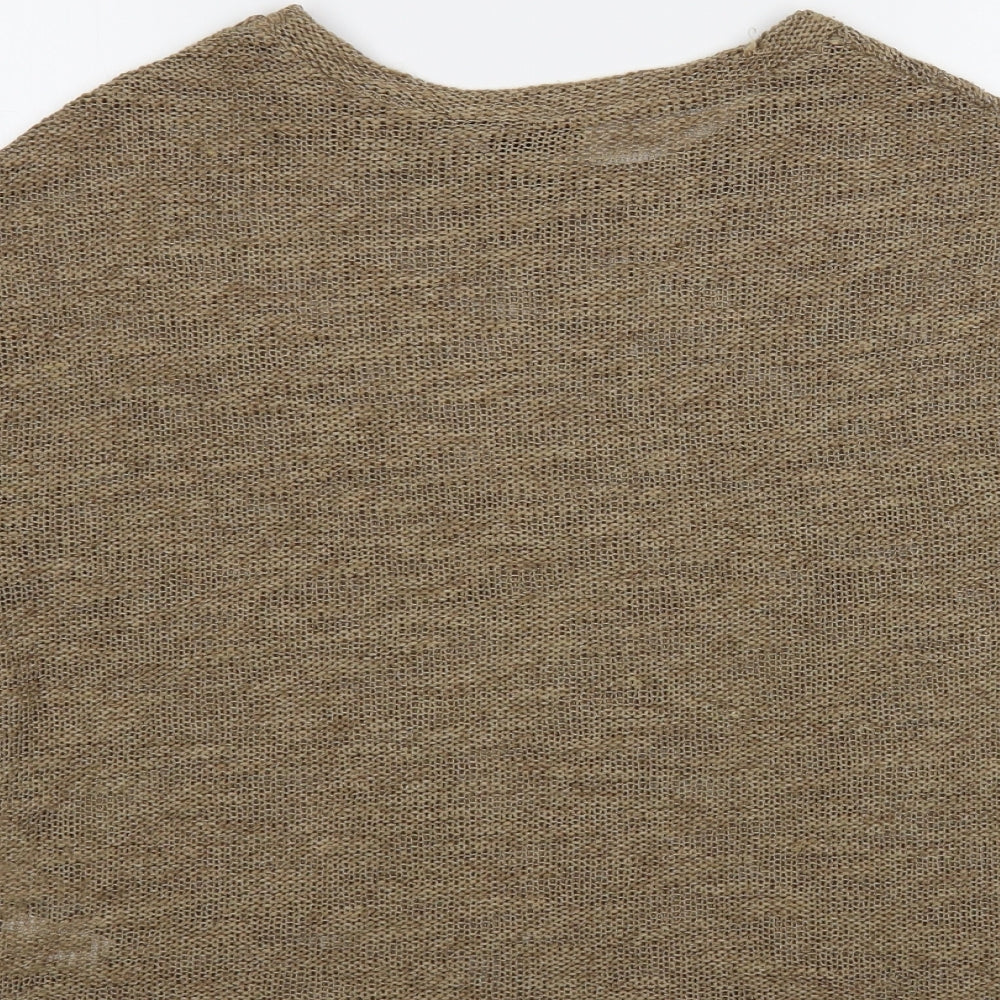 Topshop Womens Brown Boat Neck Acrylic Pullover Jumper Size 8
