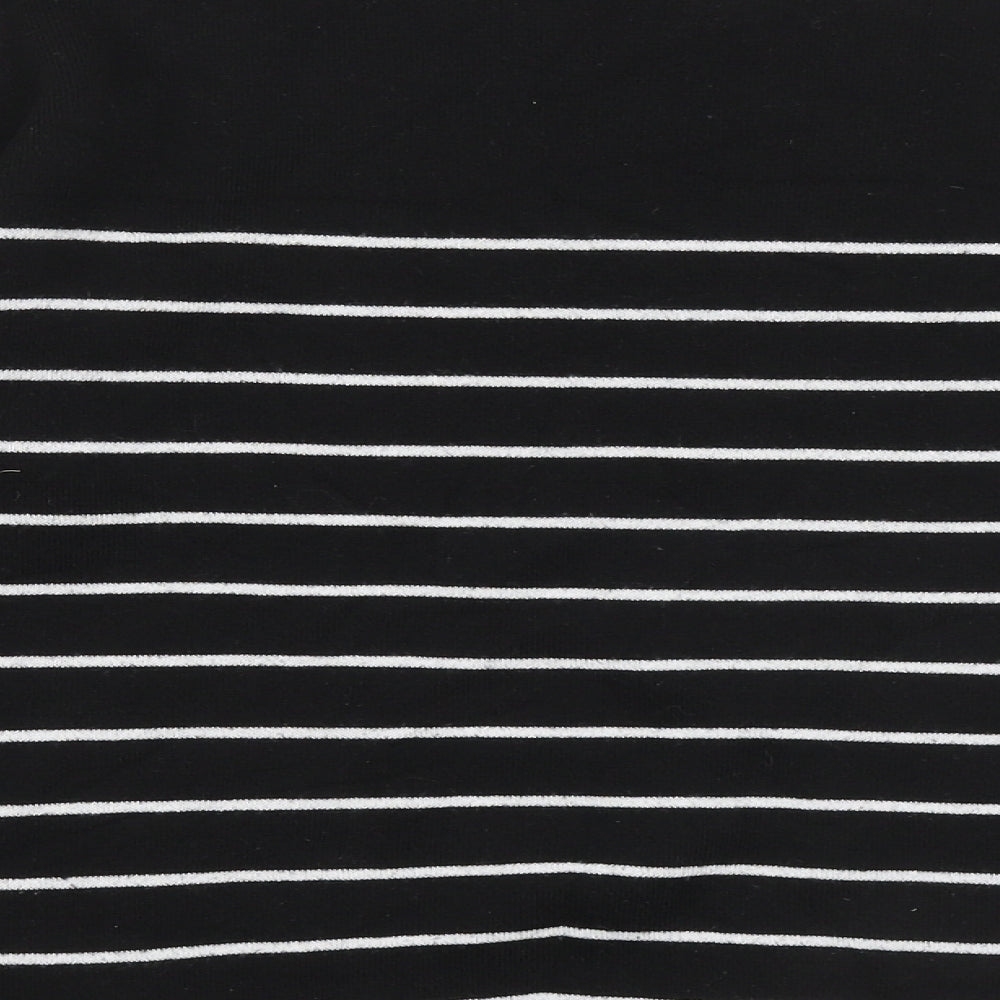 H&M Womens Black Round Neck Striped Polyester Pullover Jumper Size S