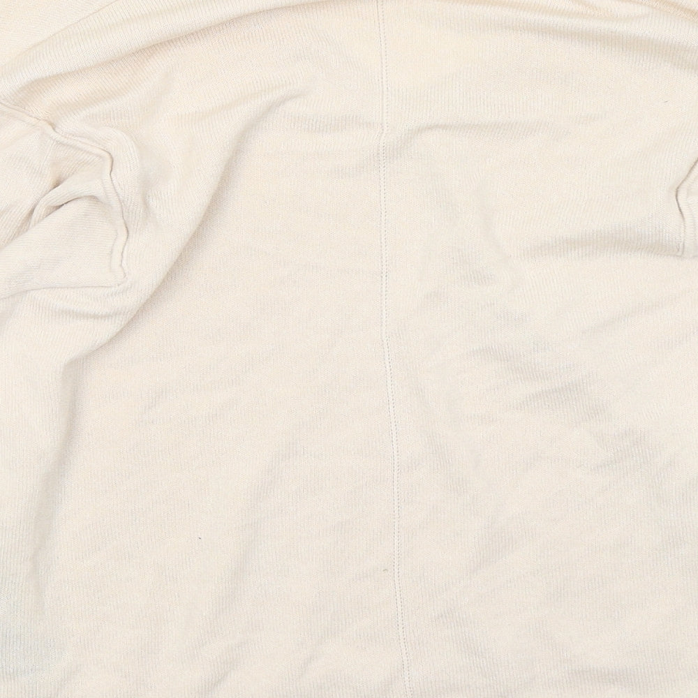 Marks & Spencer Womens Beige V-Neck Viscose Pullover Jumper Size 10