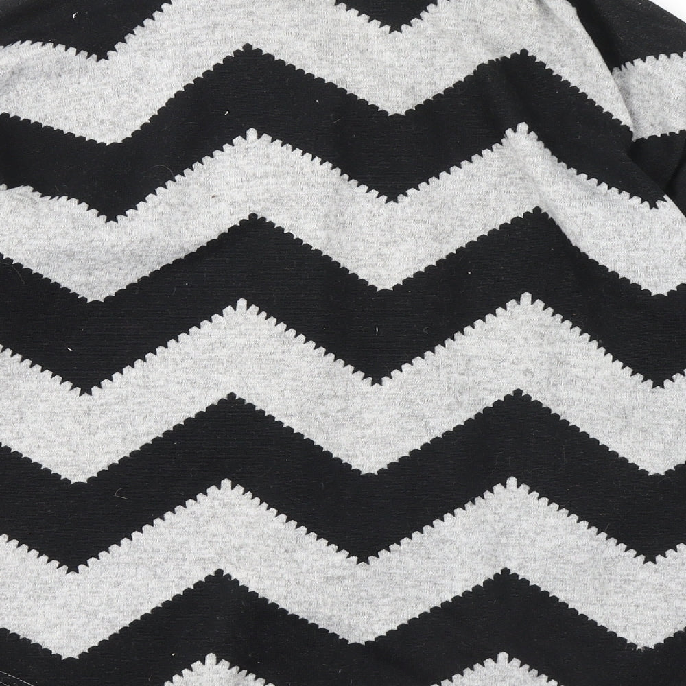 Bonmarché Womens Grey Round Neck Geometric Polyester Pullover Jumper Size S