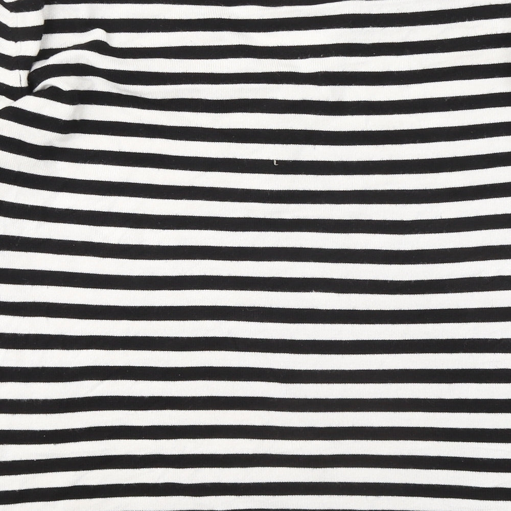 Vogue Womens Black Round Neck Striped Viscose Pullover Jumper Size 14