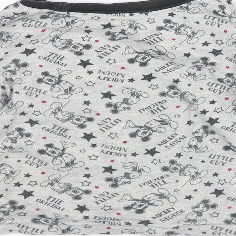 Disney Baby Grey Geometric Cotton Basic T-Shirt Size 12-18 Months Crew Neck - Mickey Mouse