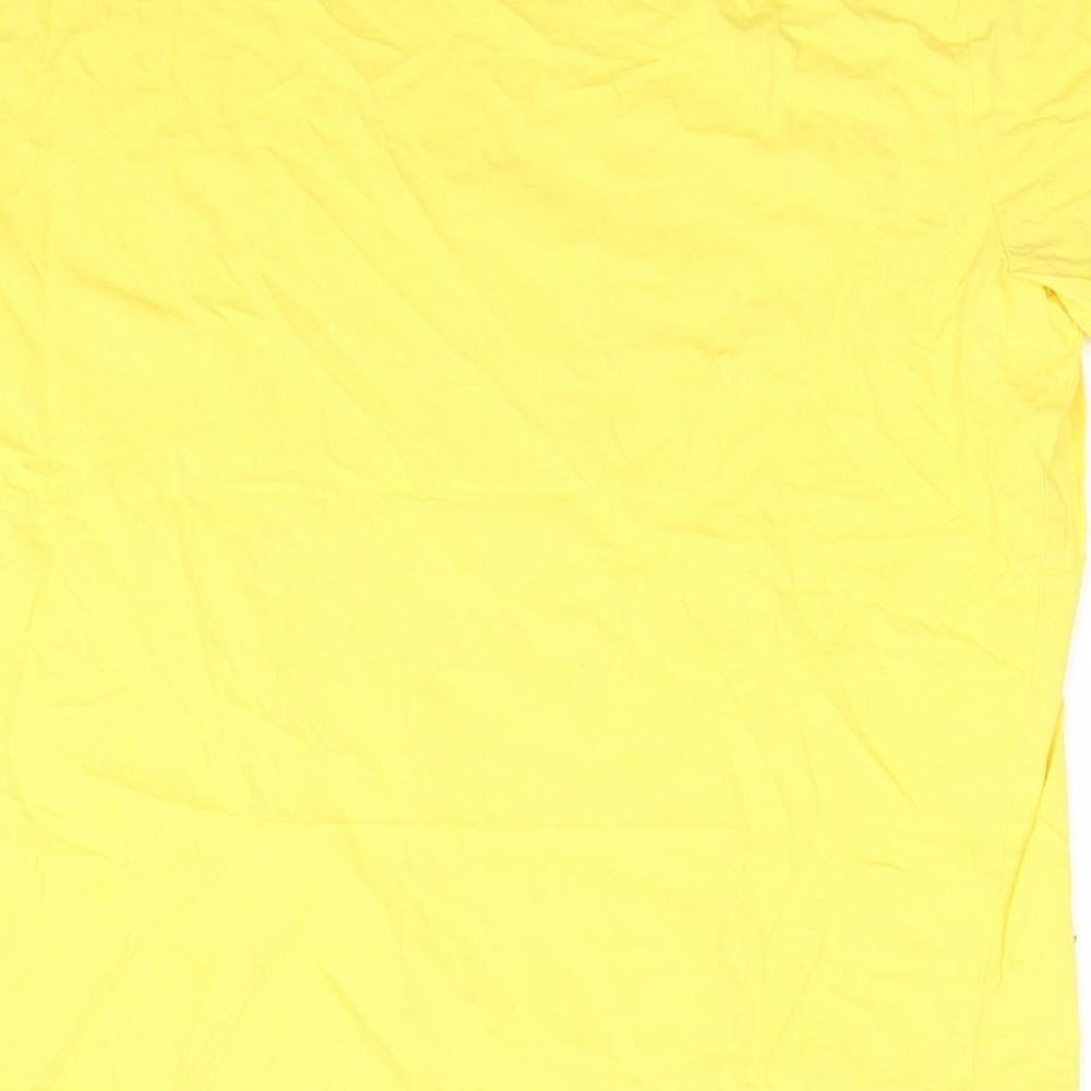 Pieces Womens Yellow 100% Cotton Basic T-Shirt Size L Crew Neck