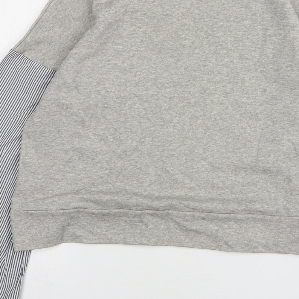 NEXT Womens Grey Striped Cotton Pullover Sweatshirt Size XS