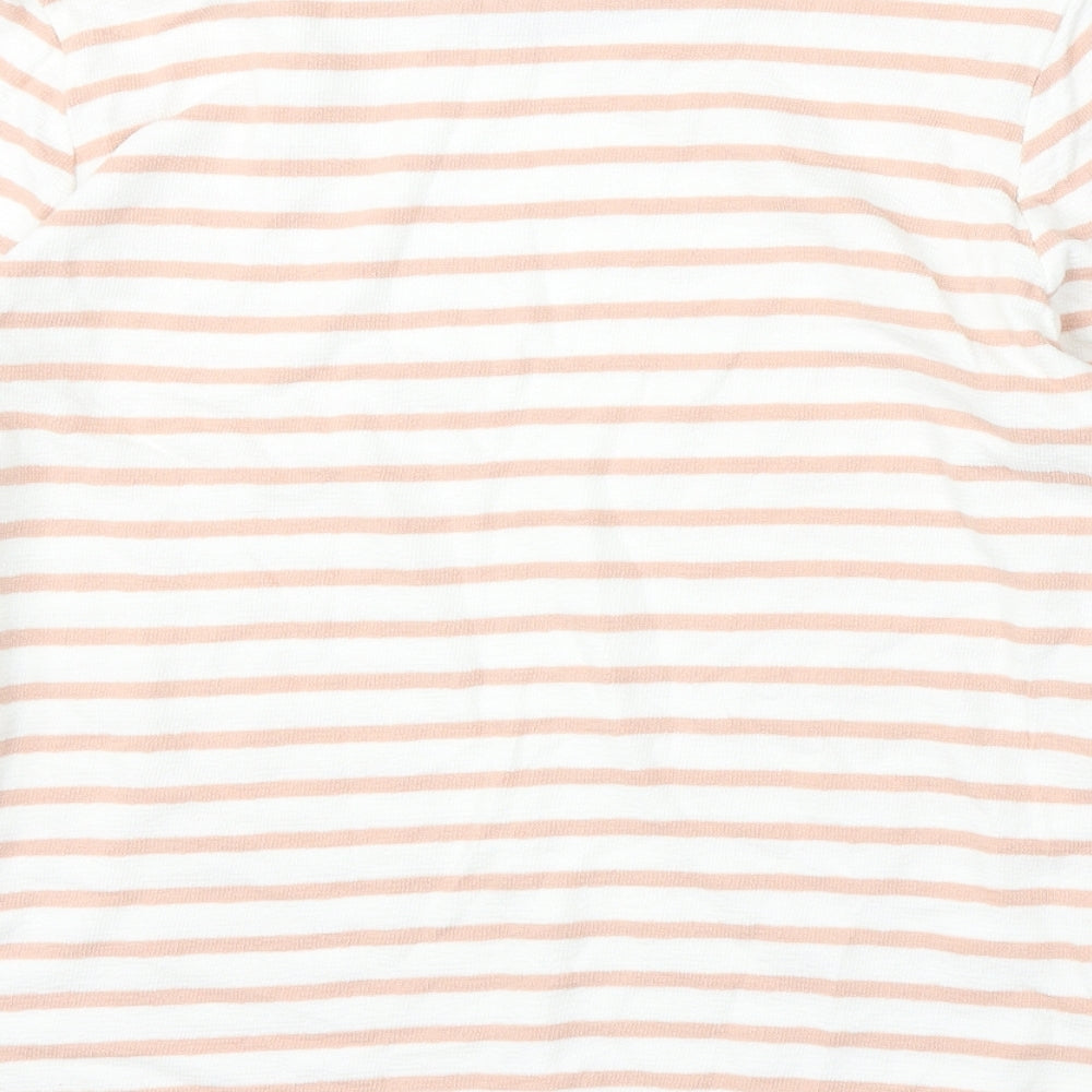 Marks & Spencer Womens Multicoloured Round Neck Striped Cotton Pullover Jumper Size 16