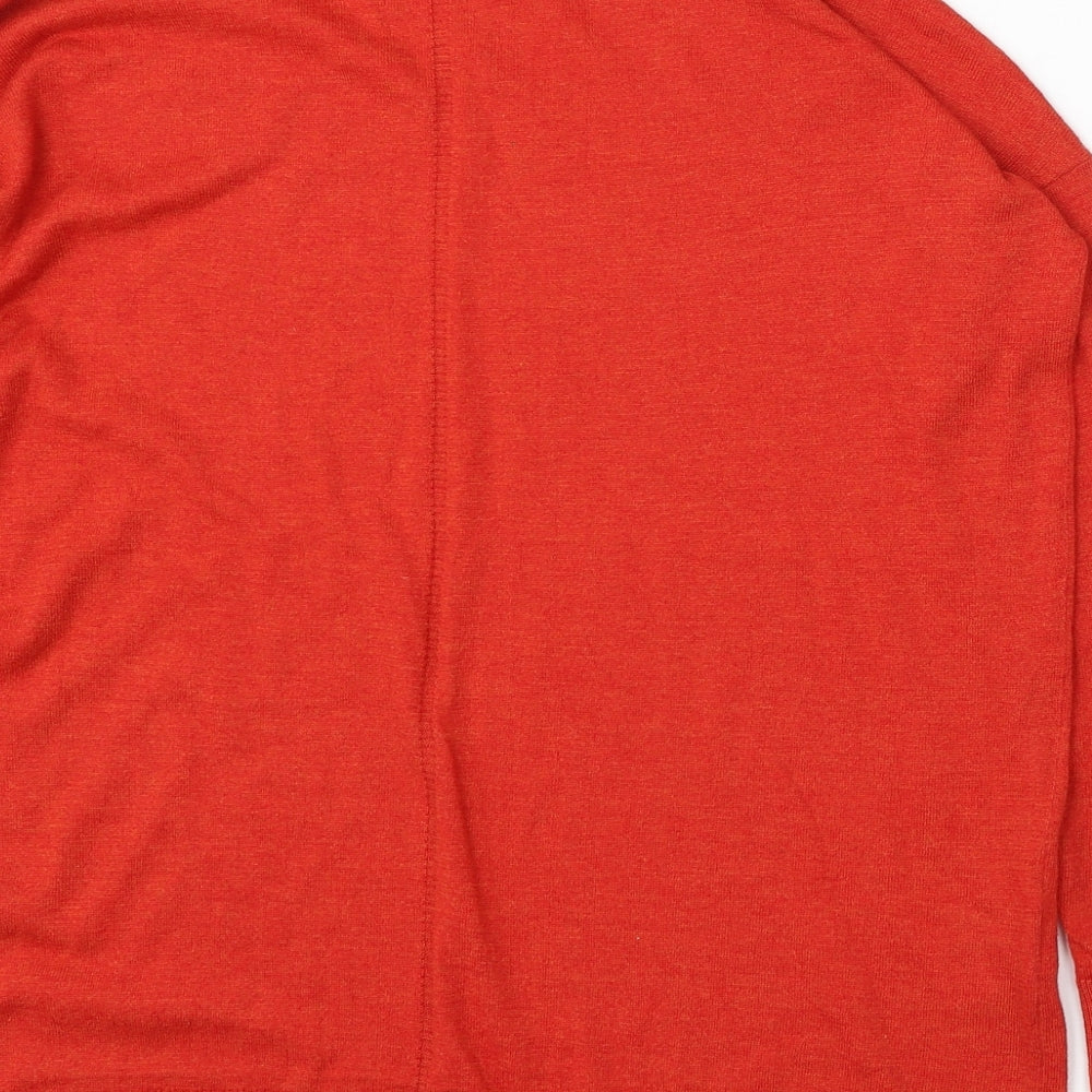 Warehouse Womens Orange Mock Neck Polyester Pullover Jumper Size 10