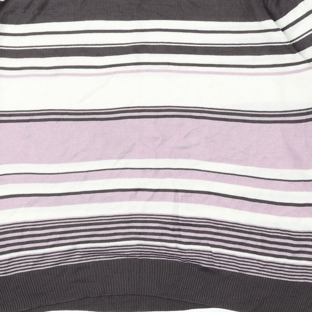 Marks & Spencer Womens Multicoloured Mock Neck Striped Acrylic Pullover Jumper Size 12