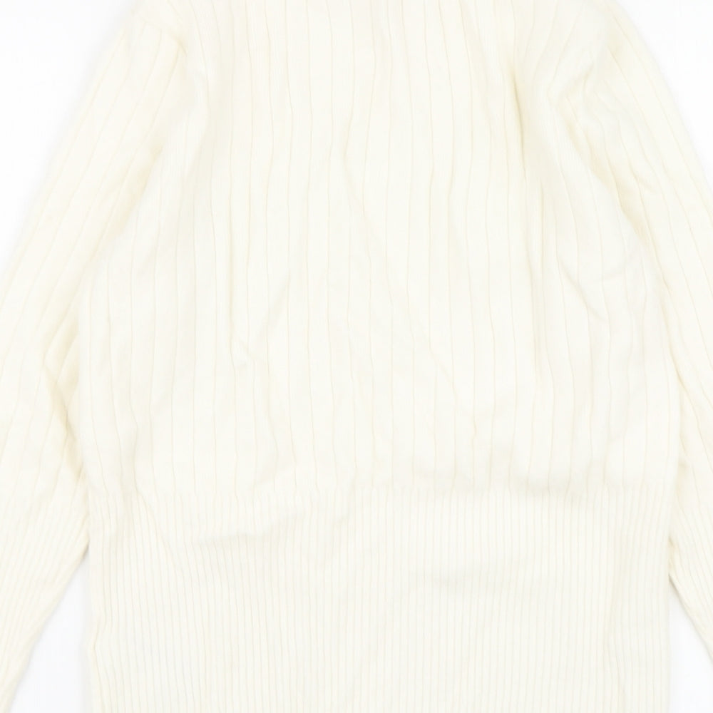 Marks & Spencer Womens Ivory High Neck Viscose Pullover Jumper Size 14