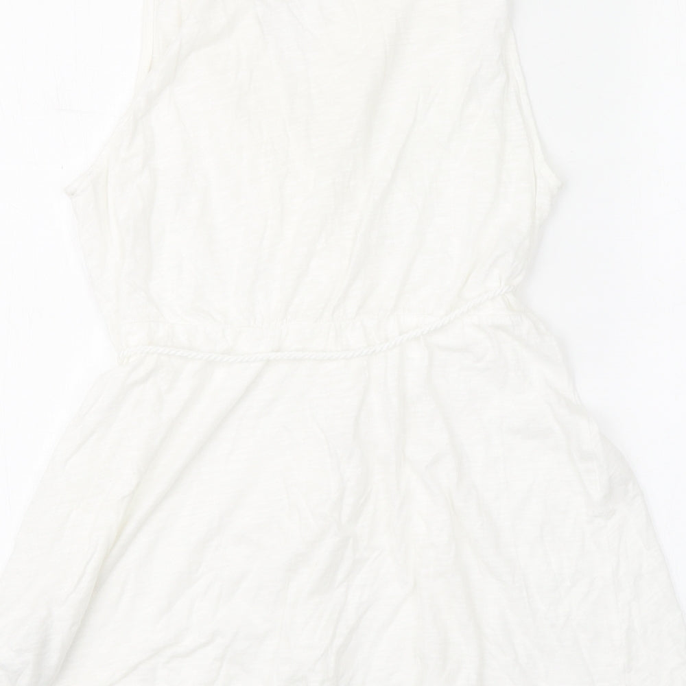 H&M Womens White Cotton Basic Blouse Size M V-Neck