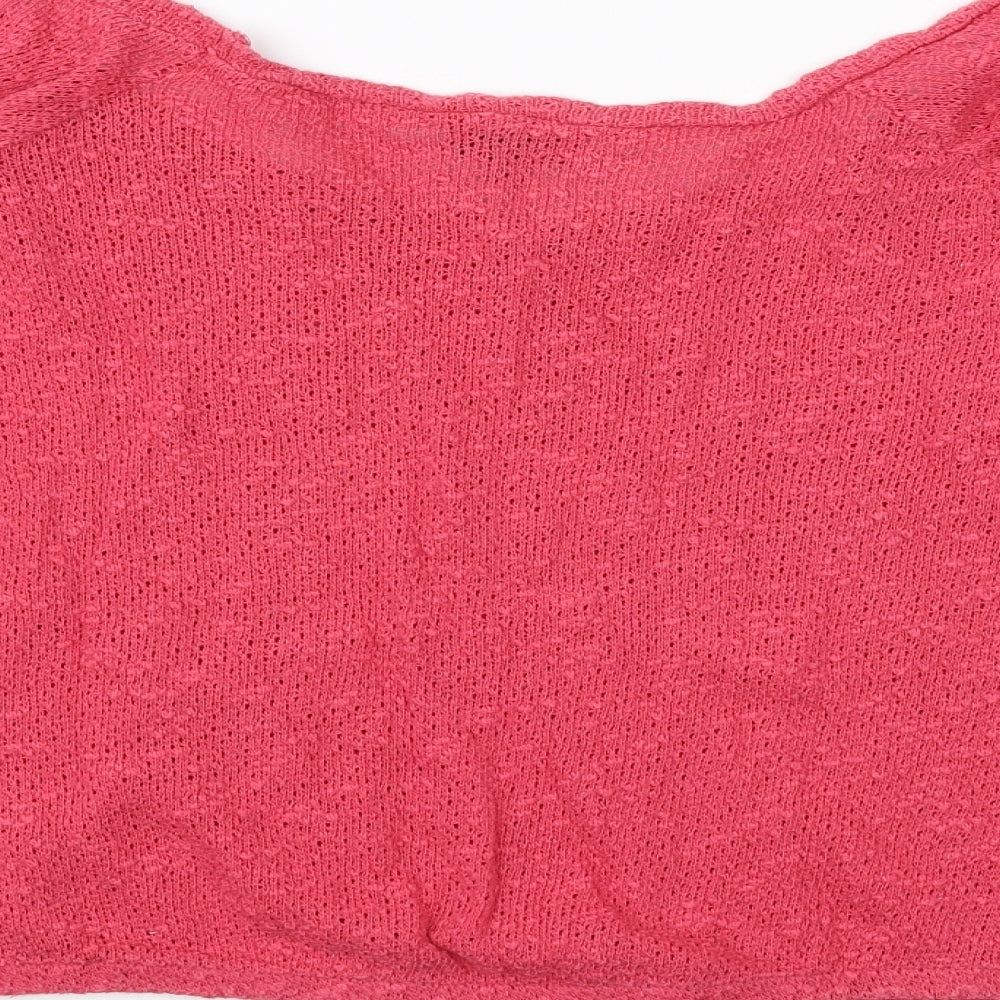 Topshop Womens Pink Scoop Neck 100% Cotton Pullover Jumper Size 10