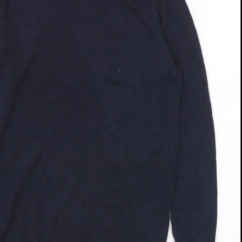 Marks & Spencer Womens Blue Mock Neck Acrylic Pullover Jumper Size 8