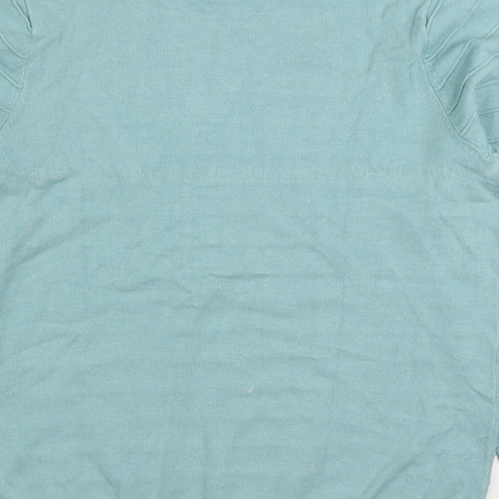 Bonmarché Womens Blue Round Neck Viscose Pullover Jumper Size S