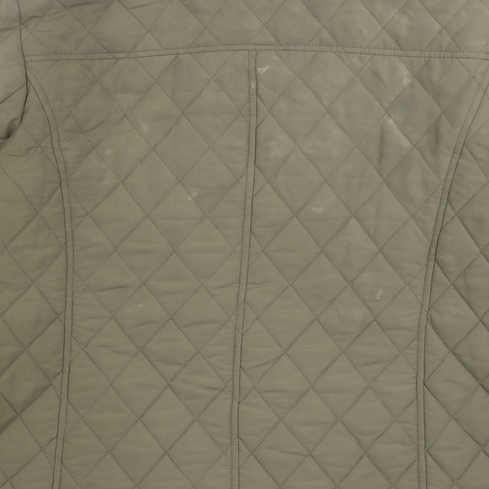 Marks & Spencer Womens Beige Quilted Coat Size 14 Button