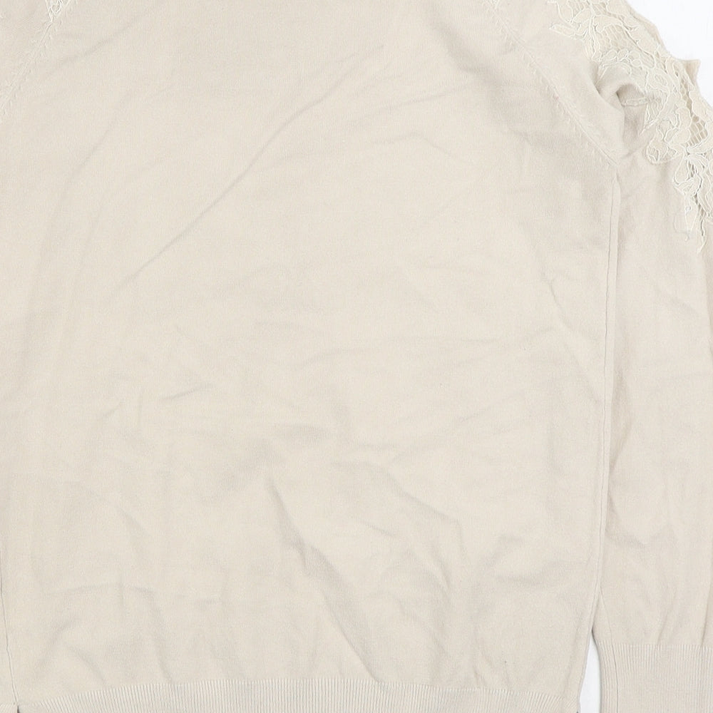 Topshop Womens White Boat Neck Viscose Pullover Jumper Size 6