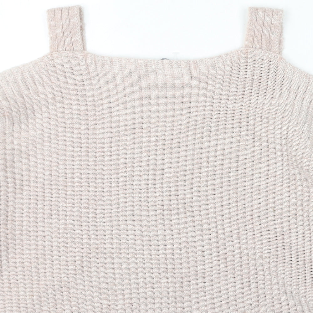 New look Womens Pink Square Neck Acrylic Pullover Jumper Size M