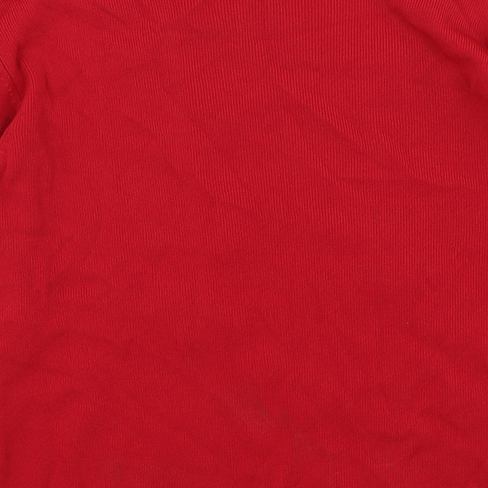 After Dark Womens Red Round Neck Rayon Pullover Jumper Size M