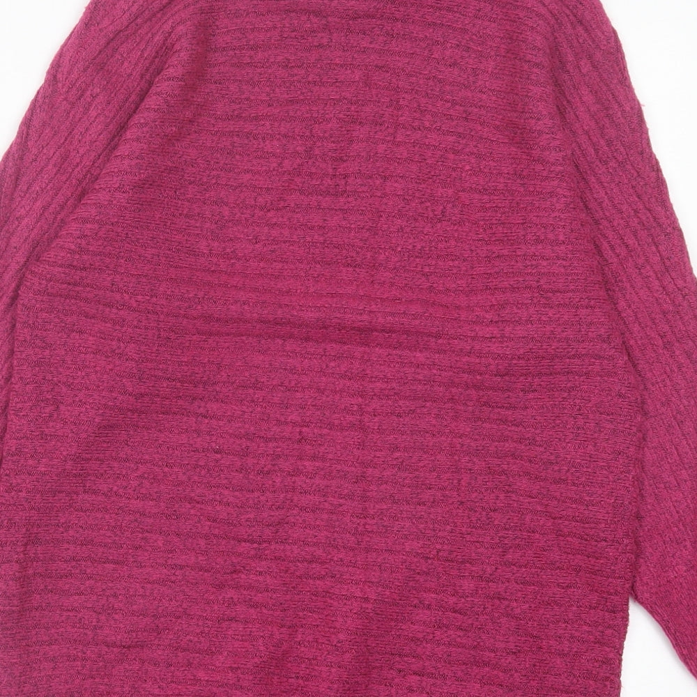Bonmarché Womens Pink Crew Neck Acrylic Pullover Jumper Size 10