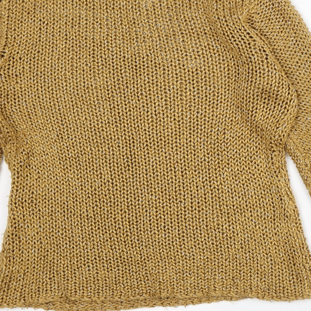 Mezzo Womens Brown Round Neck Striped Polyester Pullover Jumper Size M