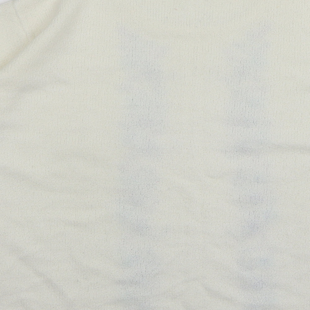 Berkertex Womens White Round Neck Floral Acrylic Pullover Jumper Size 14